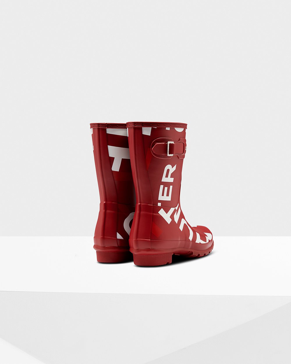 Botas de Lluvia Cortas Hunter Mujer - Original Exploded Logo - Grises Rojos - BTIXDNW-17